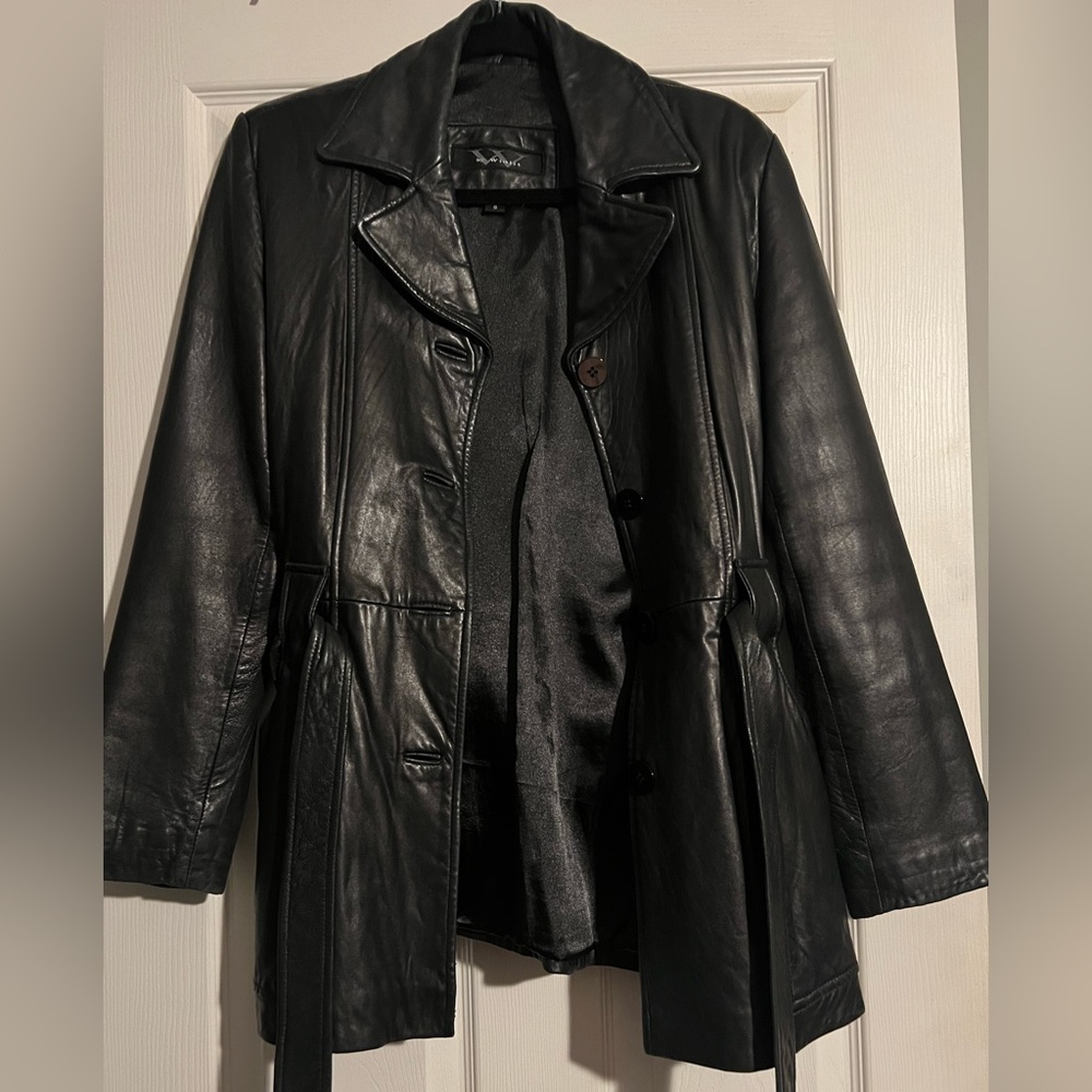 Real leather super cute jacket with belt